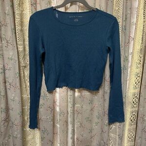 5/$35 AEO Soft Ribbed Lettuce Edge Long Sleeve‎ Blue Size Small